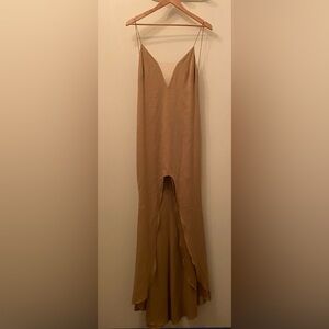 Rue De Seine Tan Maxi Slip Dress with Slit